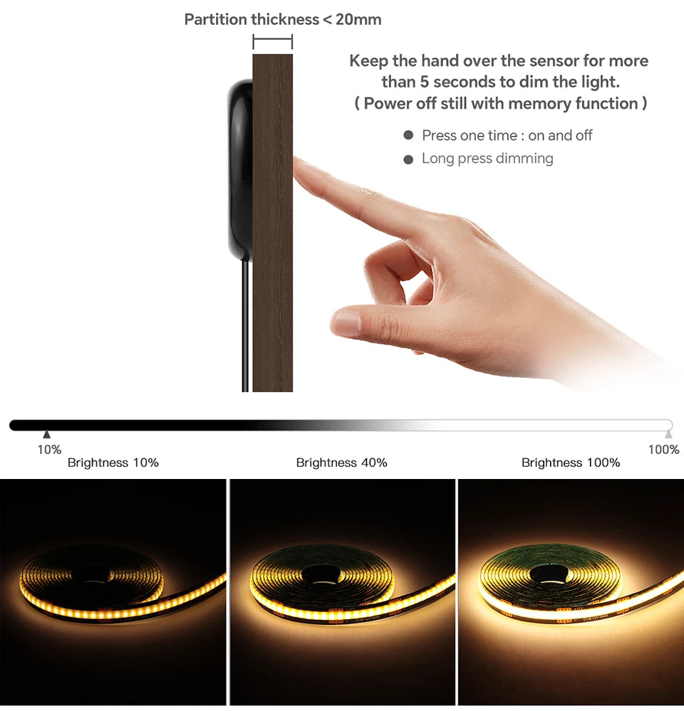 Smart COB LED Touch Strip Light from CORVO